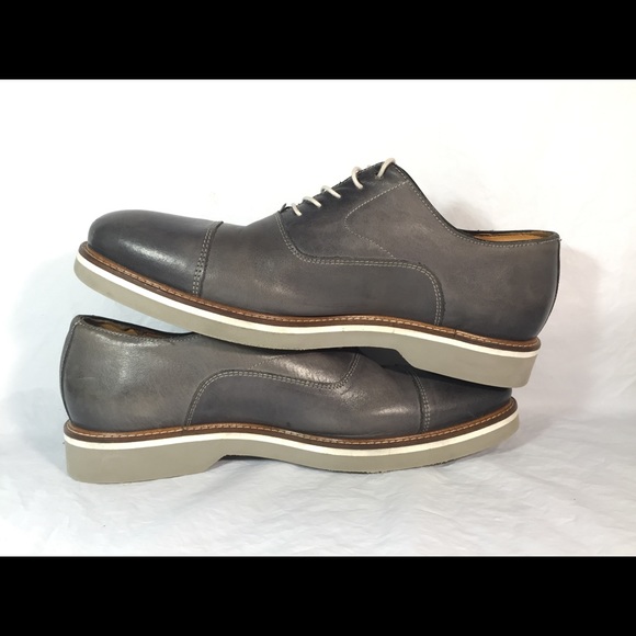 Saks fifth avenue grey burnished cap toe oxfords main image 4